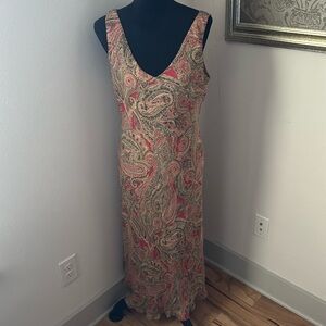 Jones New York Paisley Midi Dress - Red and Beige